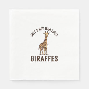 Boy Who Loves Giraffes Vintage Engraving Shirt_1 Napkins