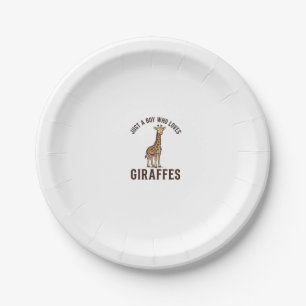 Boy Who Loves Giraffes Vintage Engraving Shirt_1 Paper Plates
