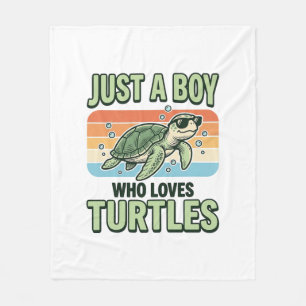 Boy Who Loves Turtles Vintage Engraving Design_1 Fleece Blanket