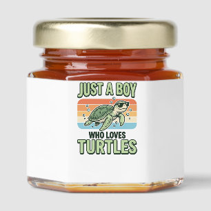 Boy Who Loves Turtles Vintage Engraving Design_1 Honey Jar Favors