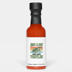 Boy Who Loves Turtles Vintage Engraving Design_1 Hot Sauces
