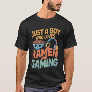 Boy Who Really Loves Ramen and Gaming Funny Geek T-Shirt