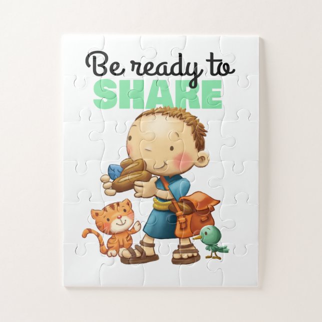 Boy who shares his lunch kids Bible puzzle (Vertical)