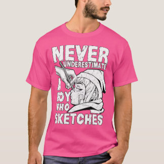 Boy Who Sketches Anime Otaku Gift Sketching T-Shirt