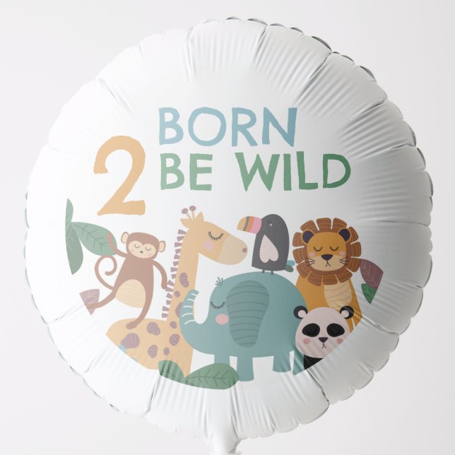Boy Wild Animal Birthday Balloon (Front)