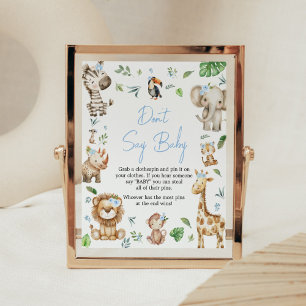 Boy Wild One Safari Baby Shower Don't Say Baby Poster