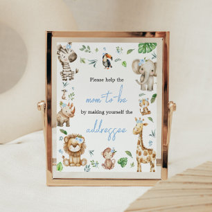Boy Wild One Safari Baby Shower Envelope Station Poster