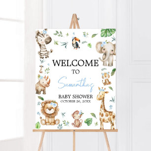 Boy Wild One Safari Baby Shower Welcome Poster