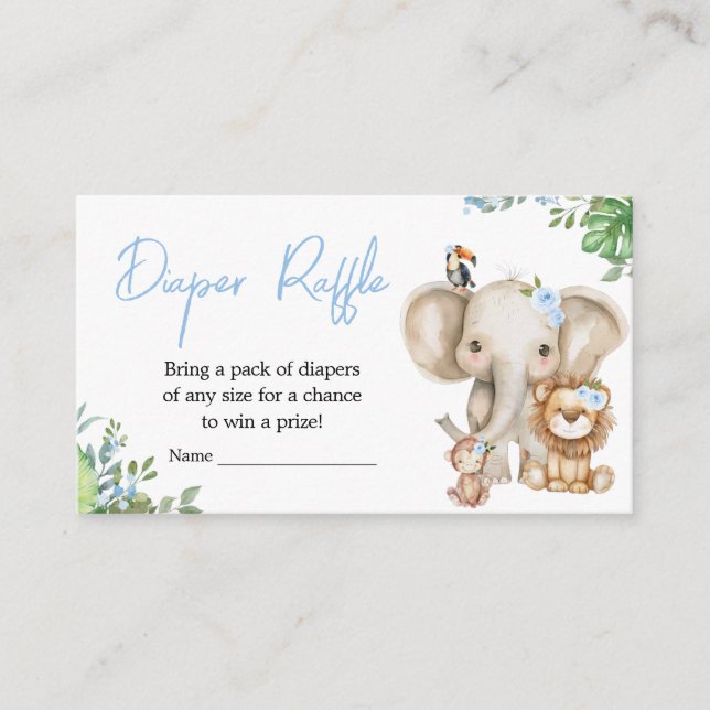 Boy Wild One Safari Diaper Raffle Enclosure Card (Front)