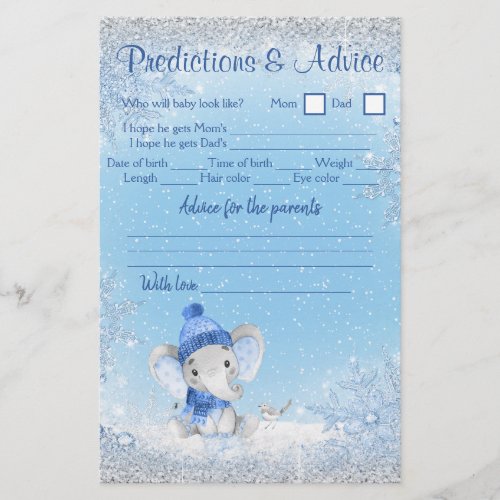 Boy Winter Elephant Baby Shower Double Game Flyer