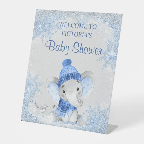 Boy Winter Elephant Baby Shower Welcome Sign