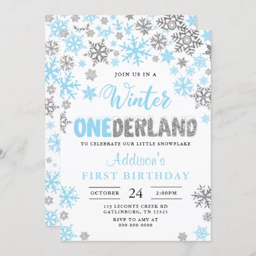 Boy Winter Onederland First Birthday Invitation