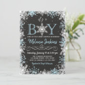 Boy Winter Snowflake Baby Shower Invitation (Standing Front)
