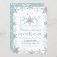 Boy Winter Snowflake Baby Shower Invitation