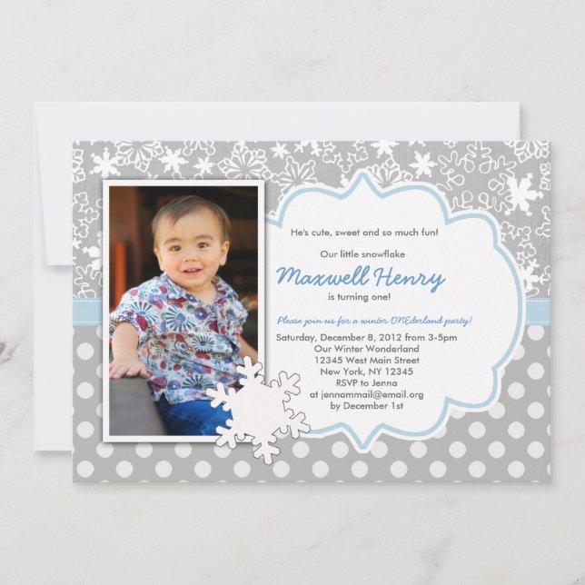 Boy Winter Wonderland Birthday Party Invitation (Front)