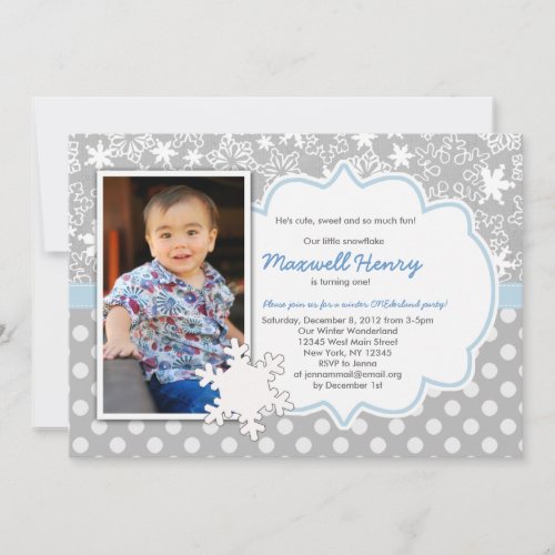 Boy Winter Wonderland Birthday Party Invitation