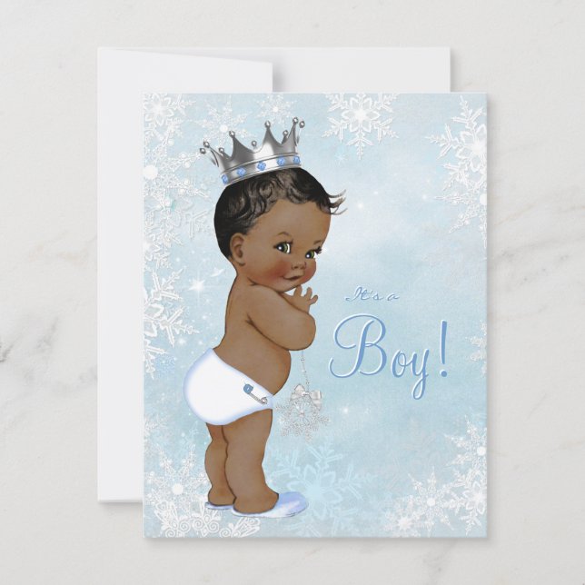 Boy Winter Wonderland Snowflake Ethnic Baby Shower Invitation (Front)