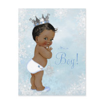 Boy Winter Wonderland Snowflake Ethnic Baby Shower Invitation