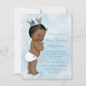 Boy Winter Wonderland Snowflake Ethnic Baby Shower Invitation (Back)