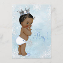 Boy Winter Wonderland Snowflake Ethnic Baby Shower Invitation