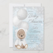 Boy Winter Wonderland Teddy Bear Baby Shower Invitation (Front)