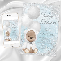 Boy Winter Wonderland Teddy Bear Baby Shower Invitation
