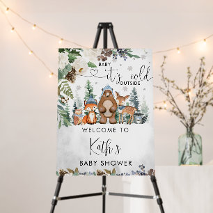 Boy Winter Woodland Baby Shower Welcome Sign