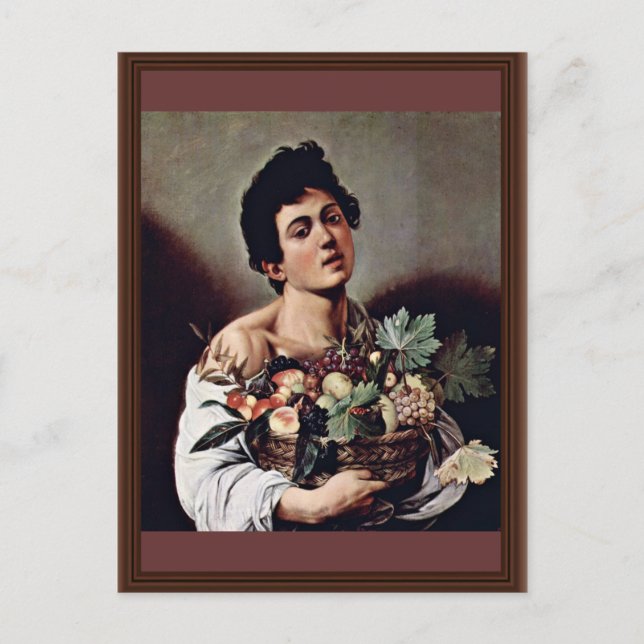 Boy With A Basket Of Fruit By Michelangelo Merisi Postcard (Front)