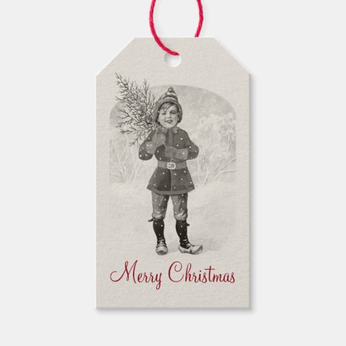 Boy with a Christmas tree CC0936 Jenny Nystrm Gift Tags