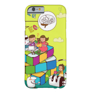 Boy with a girl sitting on a Rubik's cube puzzle Barely There iPhone 6 Case