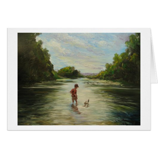 Boy with a toy boat. cards (Front Horizontal)