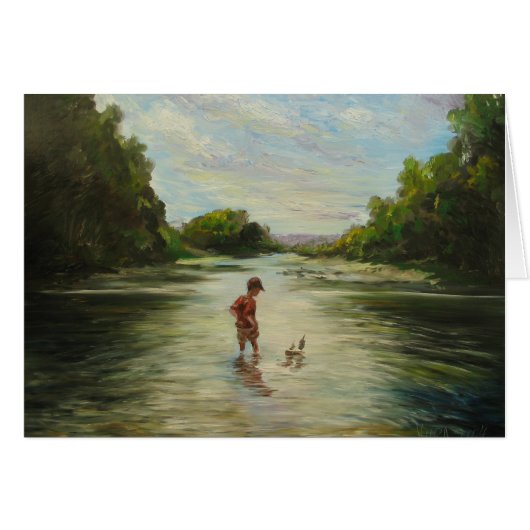 Boy with a toy boat. cards (Front Horizontal)