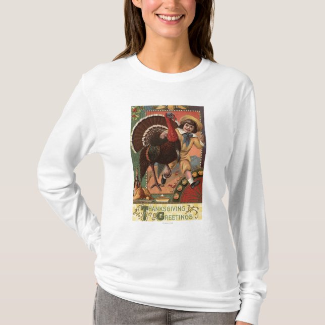 Boy with Arm around a Turkey T-Shirt (Front)