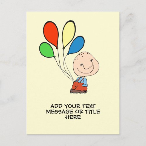 Boy with Balloons Add Your Text Postcard