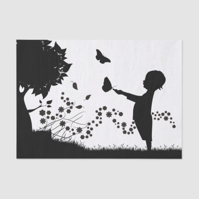 Boy with Butterflies Decoupage Tissue Paper (Front)