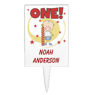 Boy With Candle 1st Birthday Cake Topper