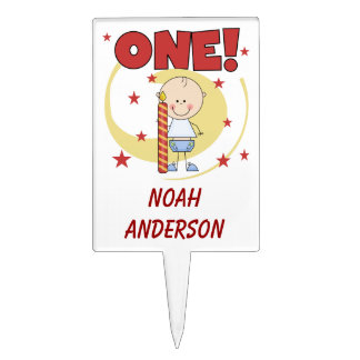 Boy With Candle 1st Birthday Cake Topper