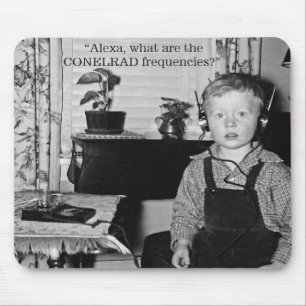Boy With Crystal Radio Set Humor Mouse Pad
