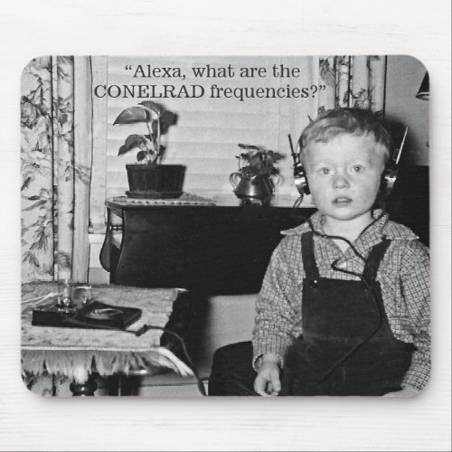 Boy With Crystal Radio Set Humor Mouse Pad