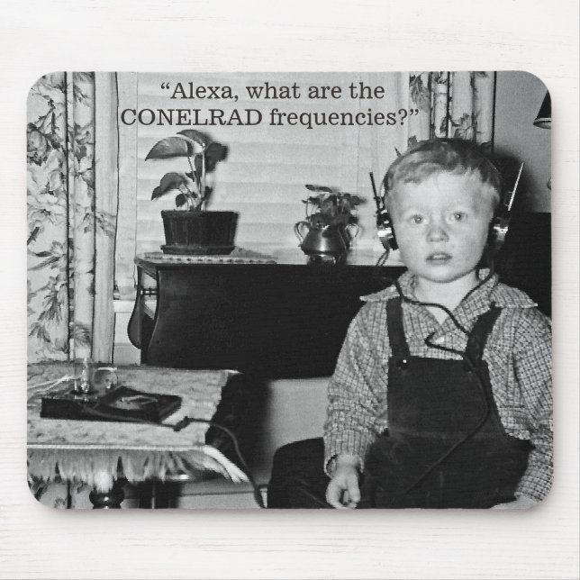 Boy With Crystal Radio Set Humor Mouse Pad (Front)