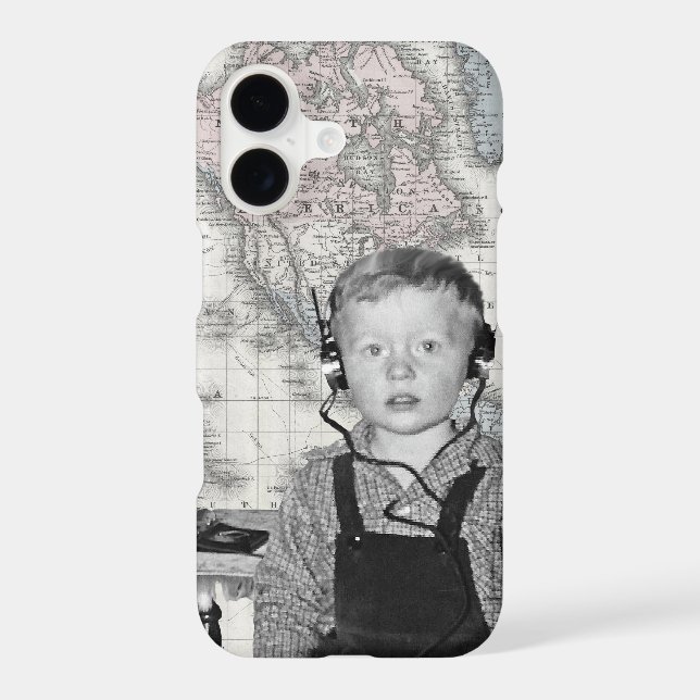 Boy With Crystal Radio Set Map Case-Mate iPhone Case (Back)