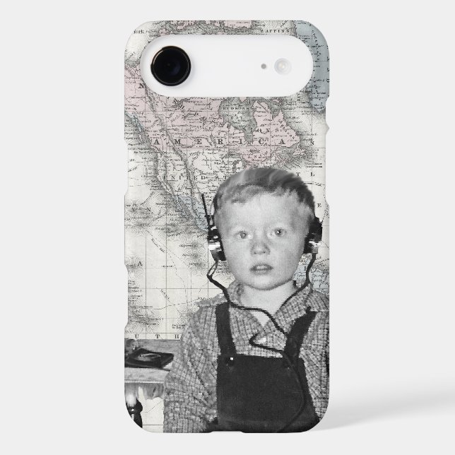 Boy With Crystal Radio Set Map Case-Mate iPhone Case (Back)