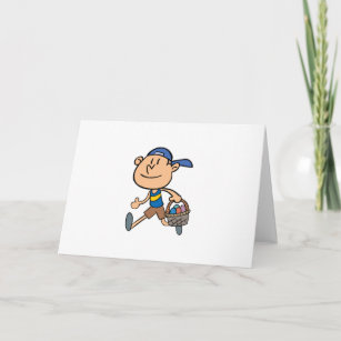 Boy With Easter Basket Holiday Card