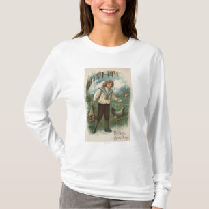 Boy with Easter Egg Basket Holding Egg T-Shirt