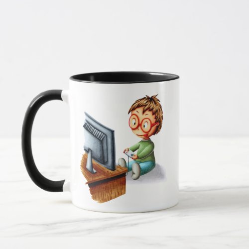 Boy with glasses playing video games gamer mug