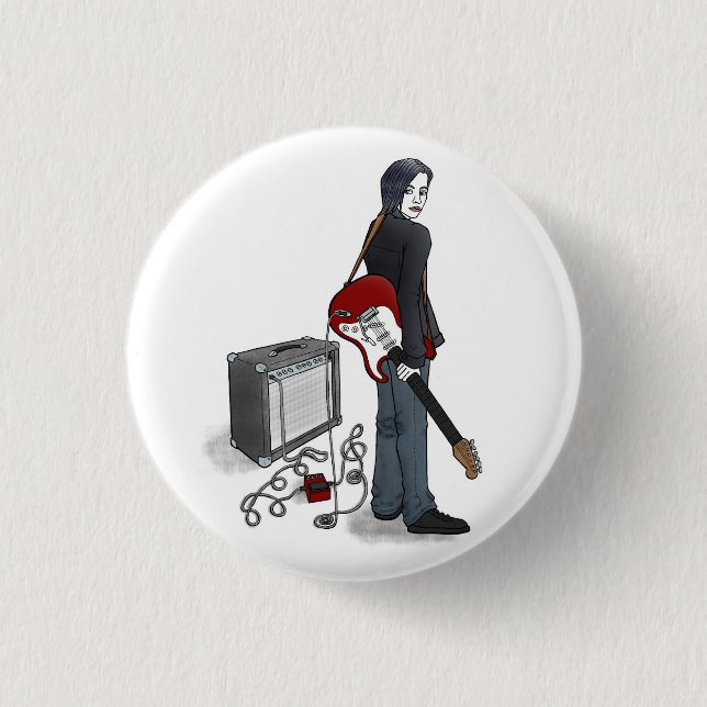 boy with guitar pinback button (Front)