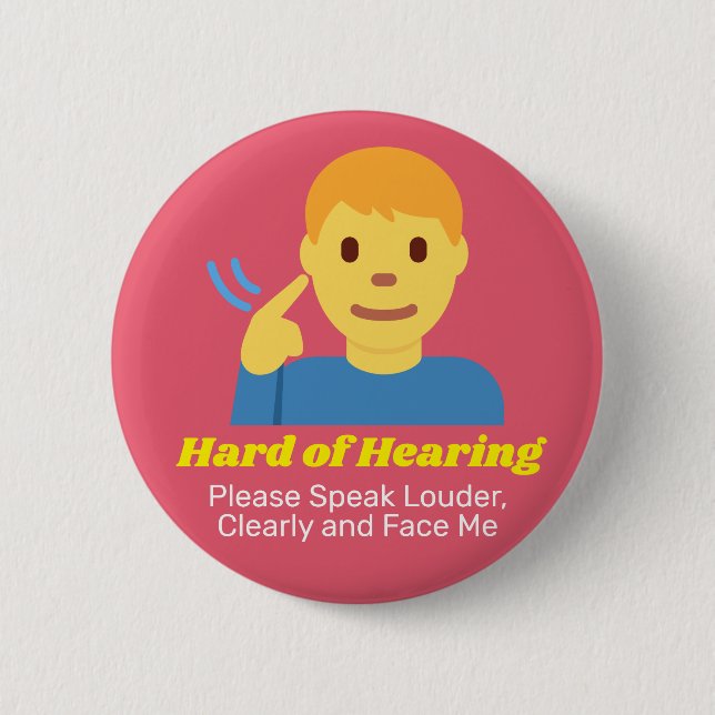Boy with Hard of Hearing  Button (Front)
