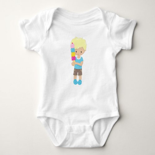 Boy With Ice Cream Blond Hair Ice Cream Cone Baby Bodysuit