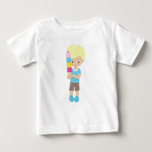 Boy With Ice Cream Blond Hair Ice Cream Cone Baby T_Shirt