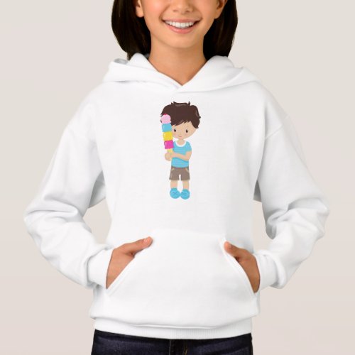 Boy With Ice Cream Brown Hair Ice Cream Cone Hoodie